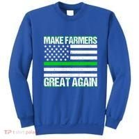 Make Farmers Great Again Usa Flag Thin Green Line Gift Sweatshirt thumb 0