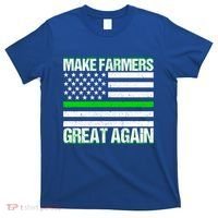 Make Farmers Great Again Usa Flag Thin Green Line Gift T-Shirt thumb 0