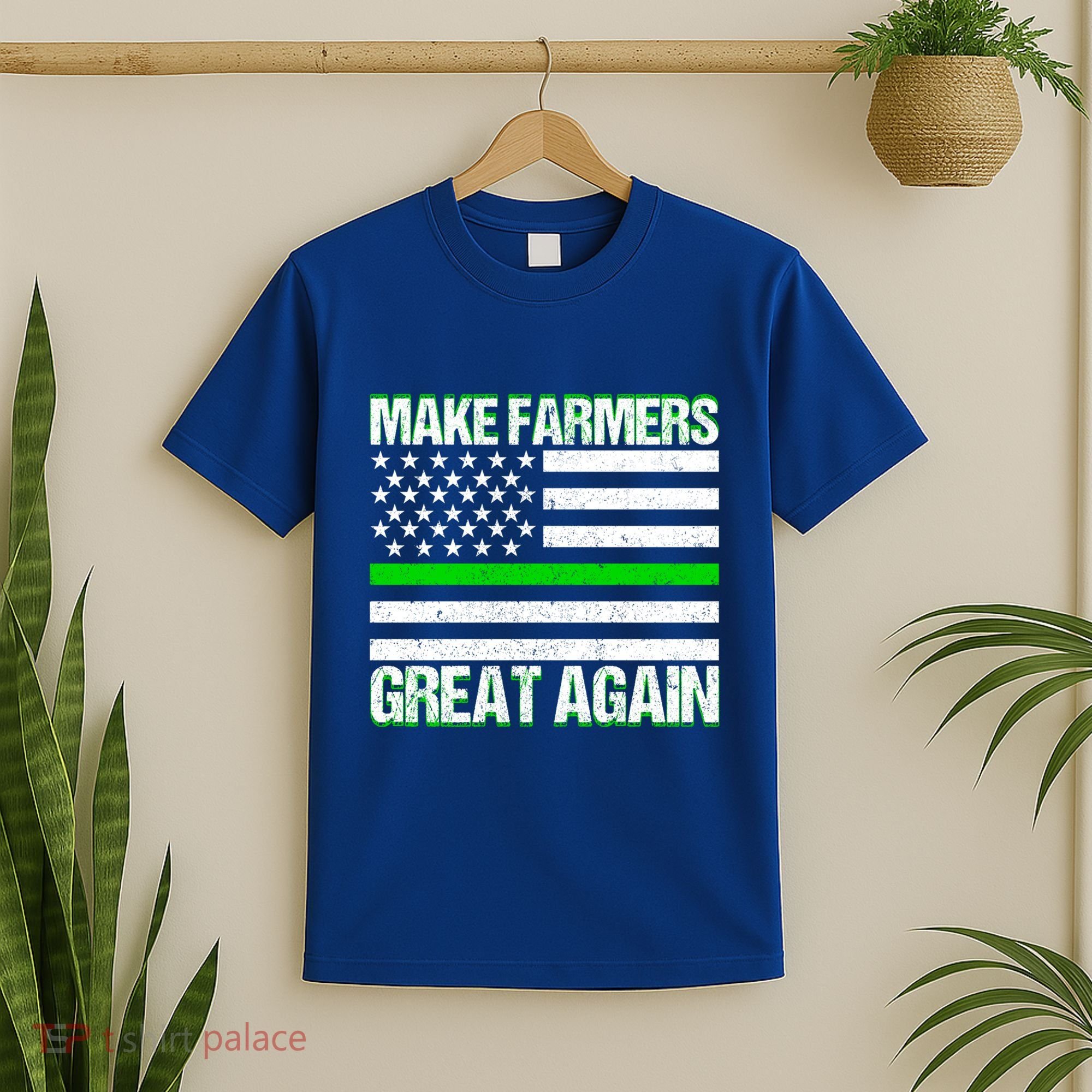 Make Farmers Great Again Usa Flag Thin Green Line Gift T-Shirt