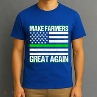 Make Farmers Great Again Usa Flag Thin Green Line Gift T-Shirt thumb 3