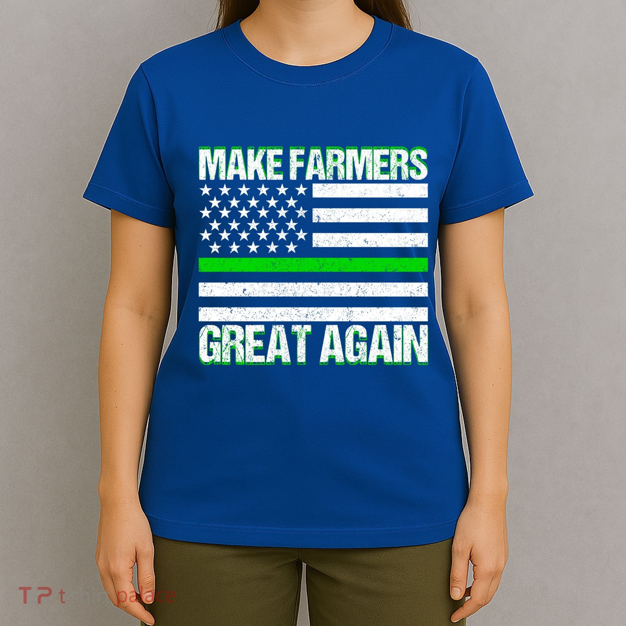 Make Farmers Great Again Usa Flag Thin Green Line Gift T-Shirt