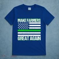 Make Farmers Great Again Usa Flag Thin Green Line Gift T-Shirt thumb 5