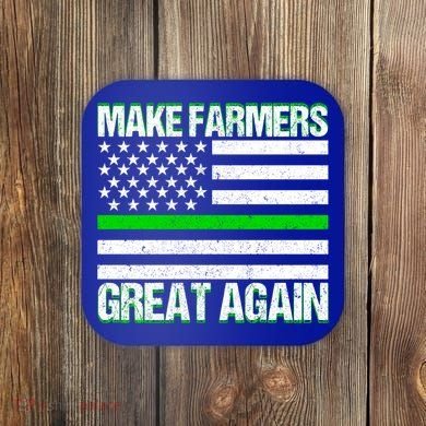 Make Farmers Great Again Usa Flag Thin Green Line Gift Coaster