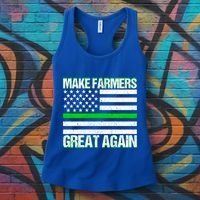 Make Farmers Great Again Usa Flag Thin Green Line Gift Women's Tank Top thumb 3