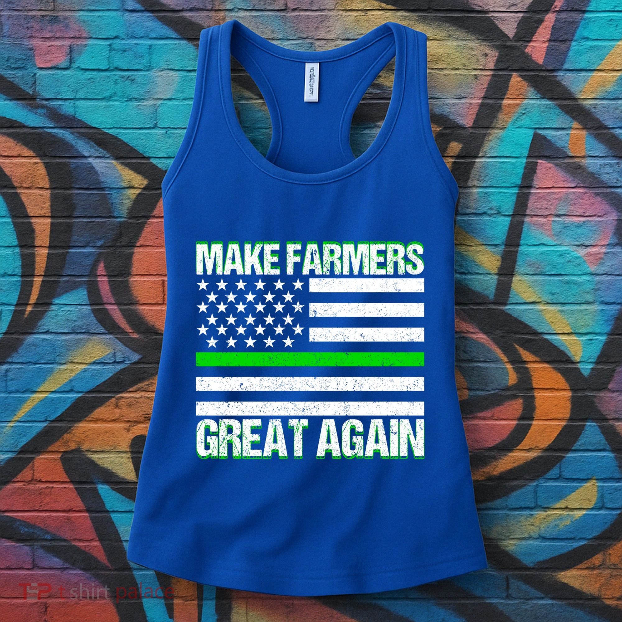 Make Farmers Great Again Usa Flag Thin Green Line Gift Women's Tank Top