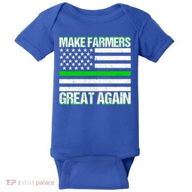 Make Farmers Great Again Usa Flag Thin Green Line Gift Baby Bodysuit