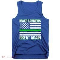 Make Farmers Great Again Usa Flag Thin Green Line Gift Tank Top thumb 0