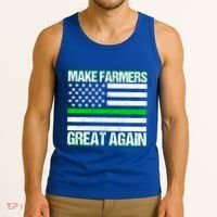 Make Farmers Great Again Usa Flag Thin Green Line Gift Tank Top thumb 3