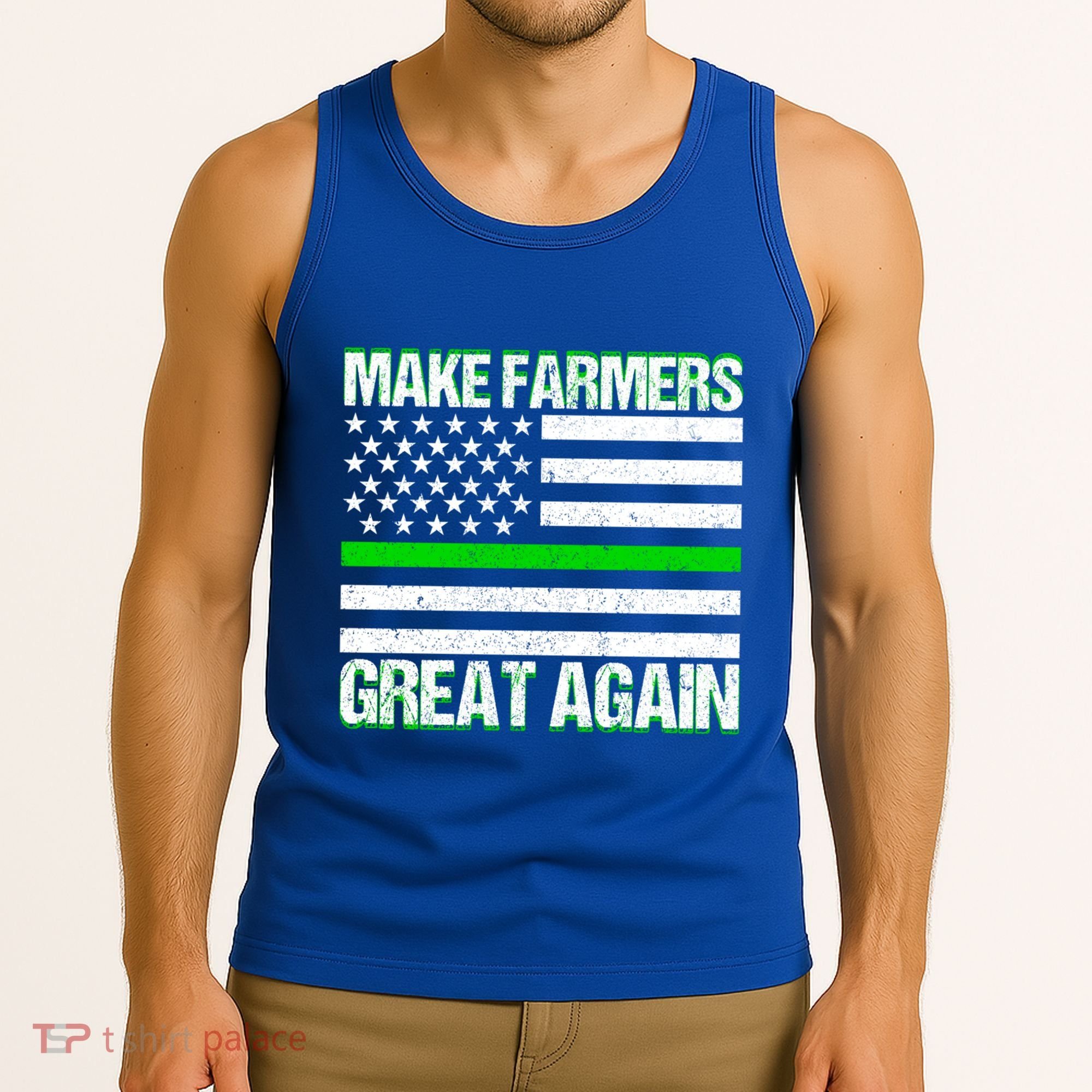 Make Farmers Great Again Usa Flag Thin Green Line Gift Tank Top