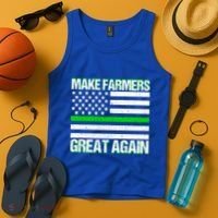 Make Farmers Great Again Usa Flag Thin Green Line Gift Tank Top thumb 4