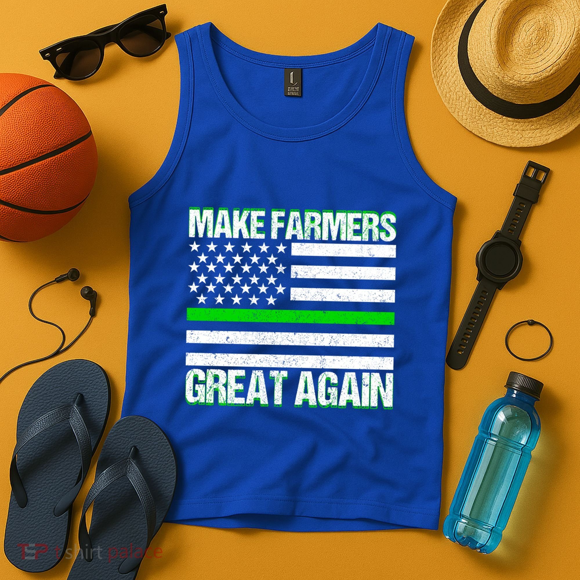 Make Farmers Great Again Usa Flag Thin Green Line Gift Tank Top
