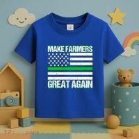 Make Farmers Great Again Usa Flag Thin Green Line Gift Toddler T-Shirt thumb 3