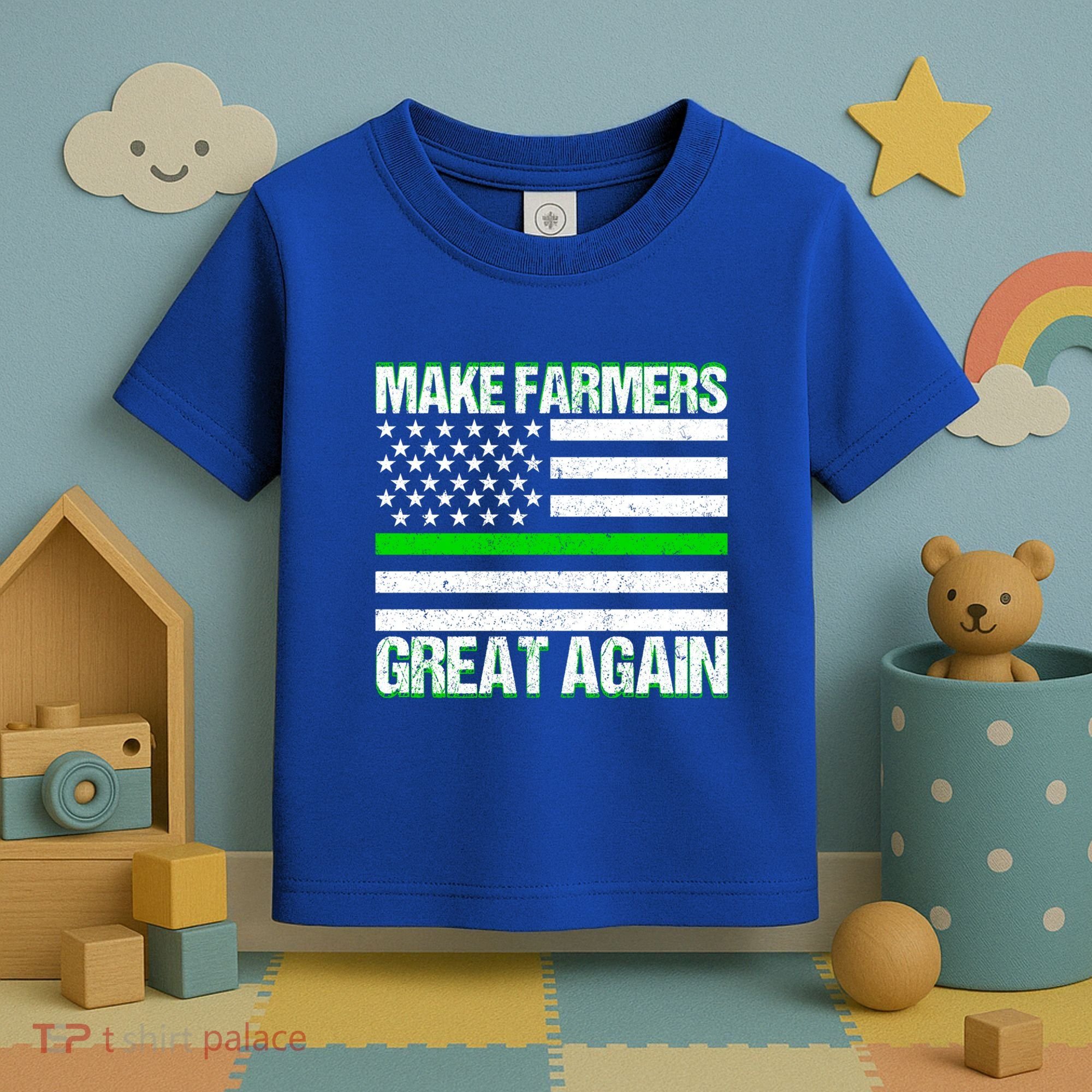 Make Farmers Great Again Usa Flag Thin Green Line Gift Toddler T-Shirt