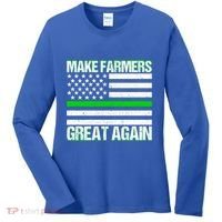 Make Farmers Great Again Usa Flag Thin Green Line Gift Women's Long Sleeve Shirt thumb 0