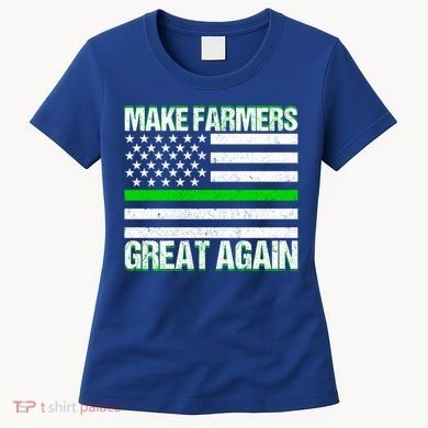 Make Farmers Great Again Usa Flag Thin Green Line Gift Women's T-Shirt
