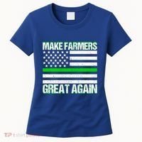 Make Farmers Great Again Usa Flag Thin Green Line Gift Women's T-Shirt thumb 0