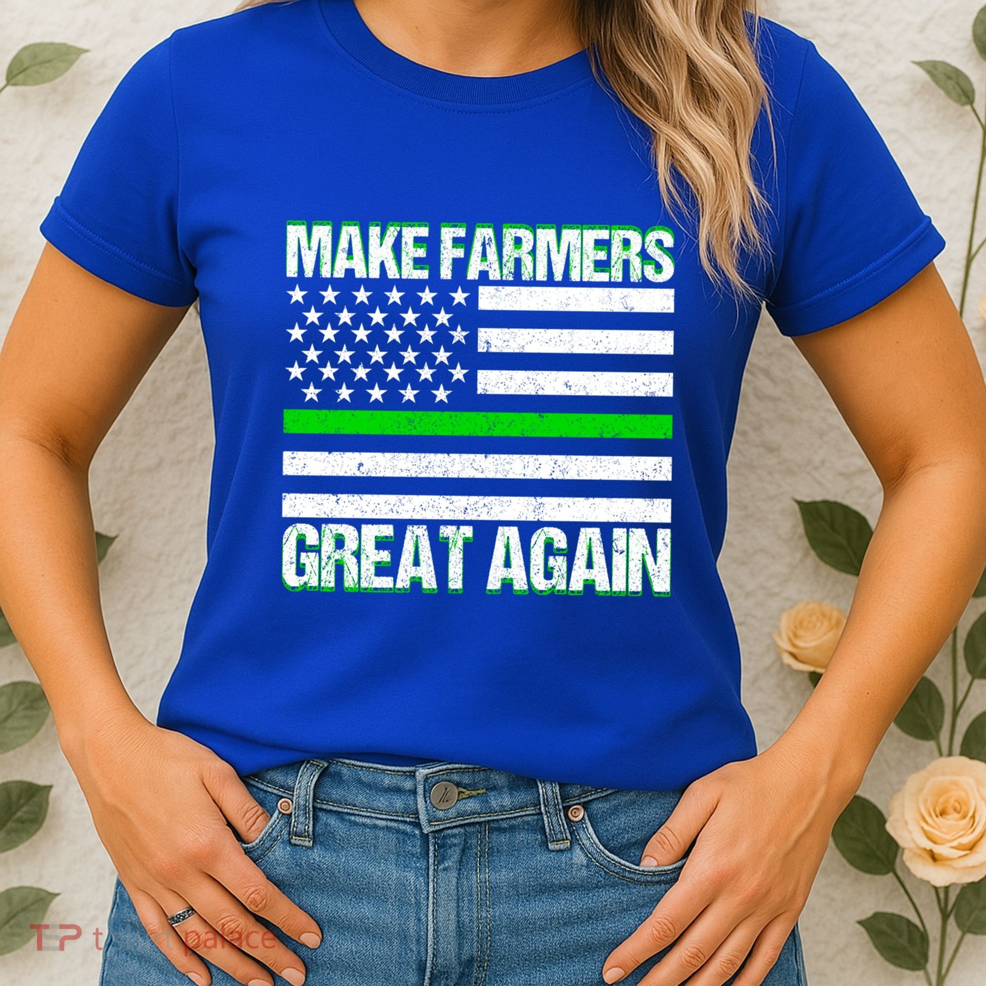 Make Farmers Great Again Usa Flag Thin Green Line Gift Women's T-Shirt