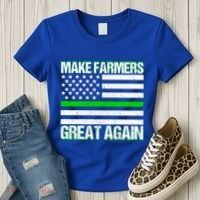Make Farmers Great Again Usa Flag Thin Green Line Gift Women's T-Shirt thumb 3