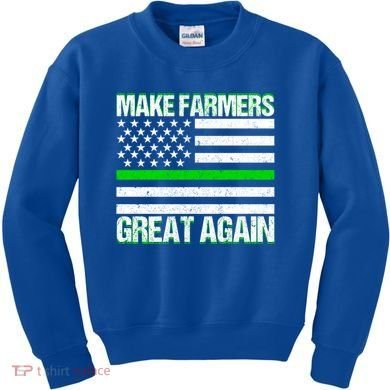 Make Farmers Great Again Usa Flag Thin Green Line Gift Kids Sweatshirt