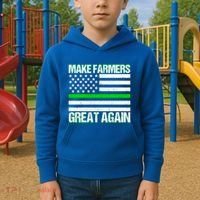 Make Farmers Great Again Usa Flag Thin Green Line Gift Kids Hoodie thumb 2