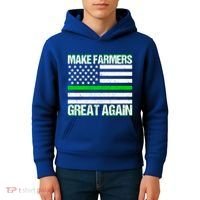 Make Farmers Great Again Usa Flag Thin Green Line Gift Kids Hoodie thumb 4
