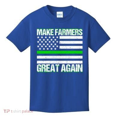 Make Farmers Great Again Usa Flag Thin Green Line Gift Kids T-Shirt