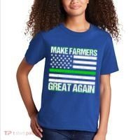 Make Farmers Great Again Usa Flag Thin Green Line Gift Kids T-Shirt thumb 2