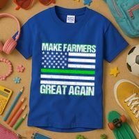 Make Farmers Great Again Usa Flag Thin Green Line Gift Kids T-Shirt thumb 3