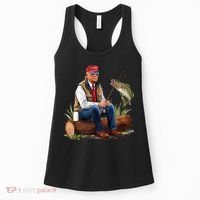 Make Fishing Great Again Funny Bass Fishing Humor Trump Women's Tank Top thumb 0