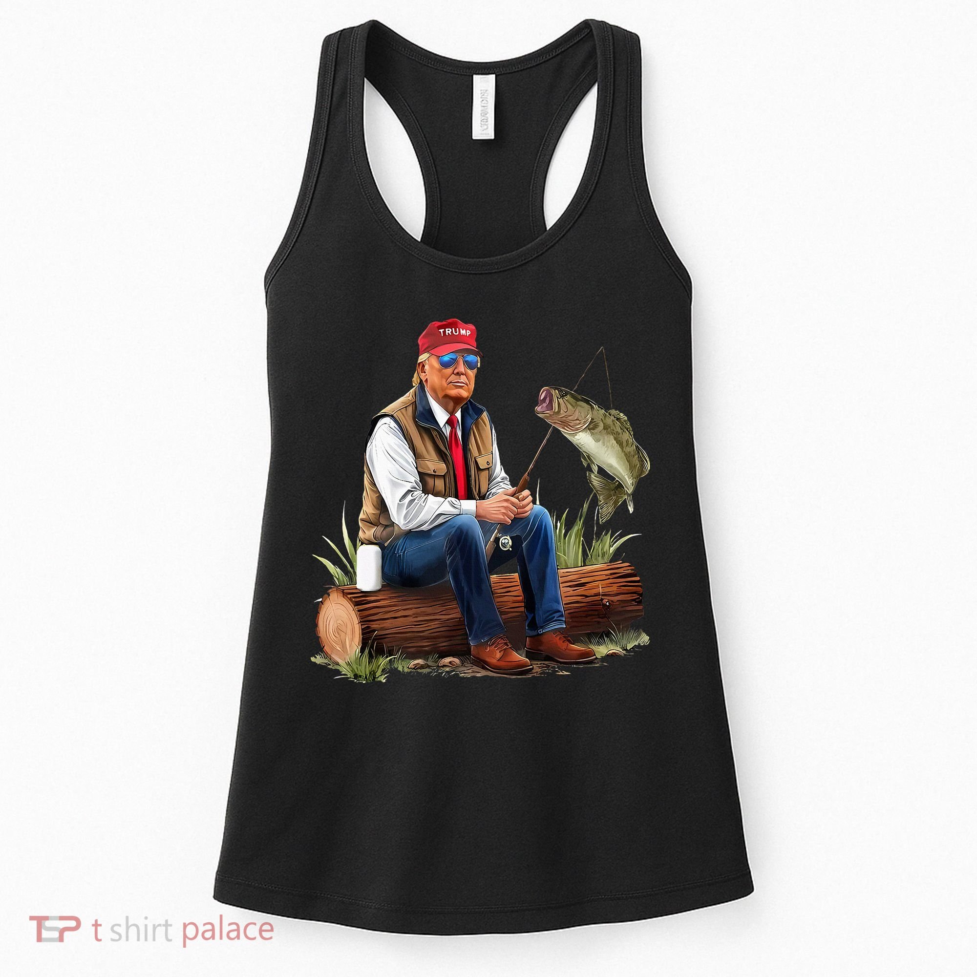Make Fishing Great Again Funny Bass Fishing Humor Trump Women's Tank Top