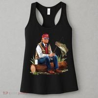 Make Fishing Great Again Funny Bass Fishing Humor Trump Women's Tank Top thumb 3