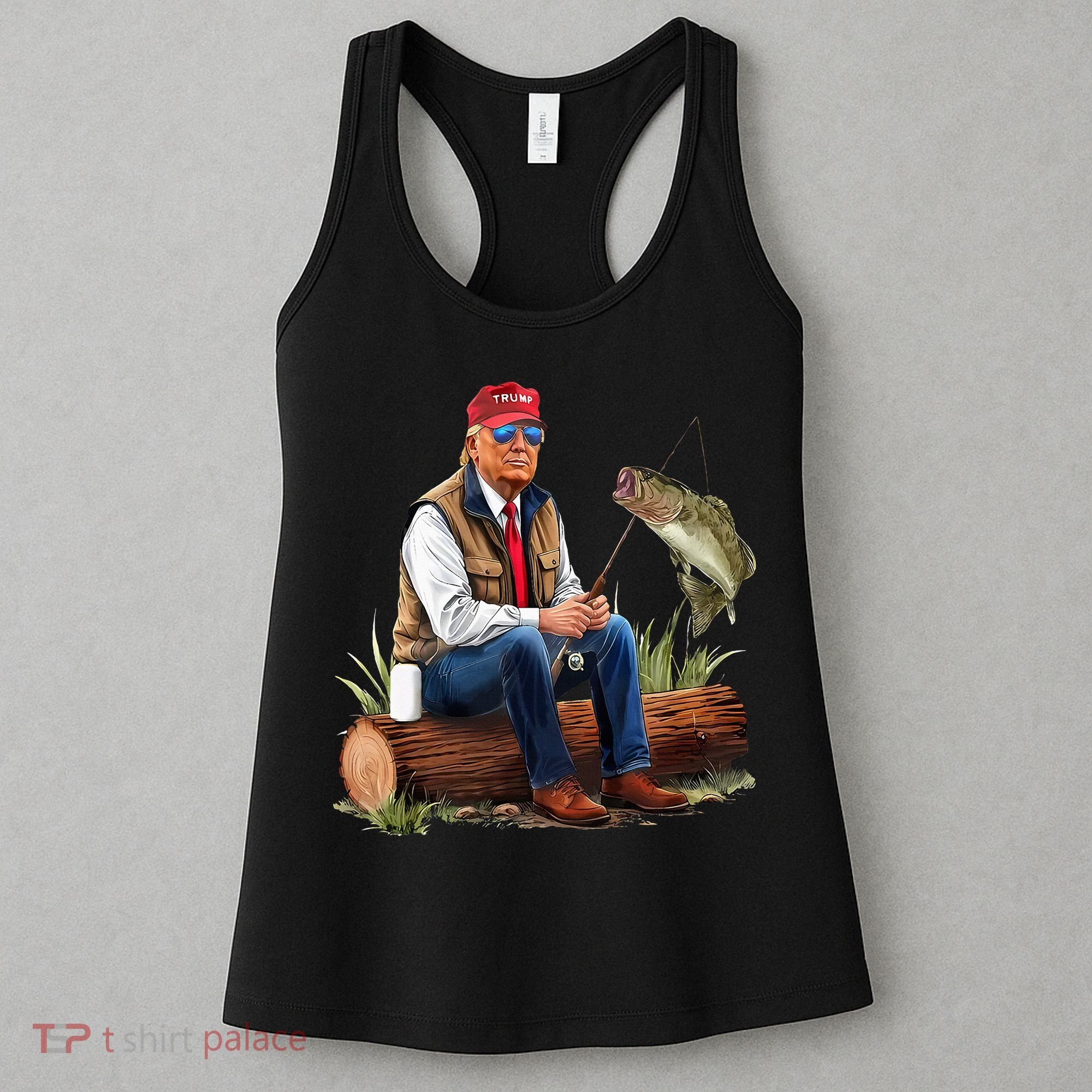 Make Fishing Great Again Funny Bass Fishing Humor Trump Women's Tank Top