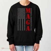 Maga Flag Gray And Red Distressed American Flag Women's Sweatshirt thumb 0