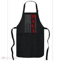 Maga Flag Gray And Red Distressed American Flag Apron thumb 0
