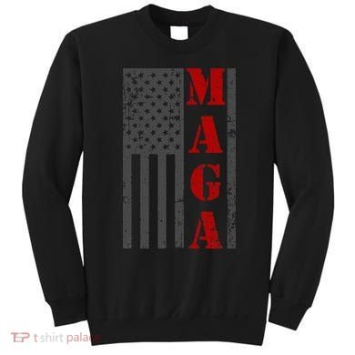 Maga Flag Gray And Red Distressed American Flag Sweatshirt