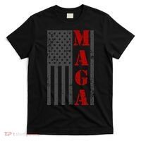 Maga Flag Gray And Red Distressed American Flag T-Shirt thumb 0