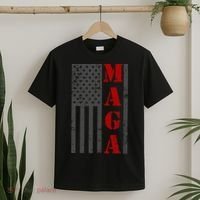 Maga Flag Gray And Red Distressed American Flag T-Shirt thumb 2