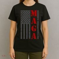 Maga Flag Gray And Red Distressed American Flag T-Shirt thumb 4