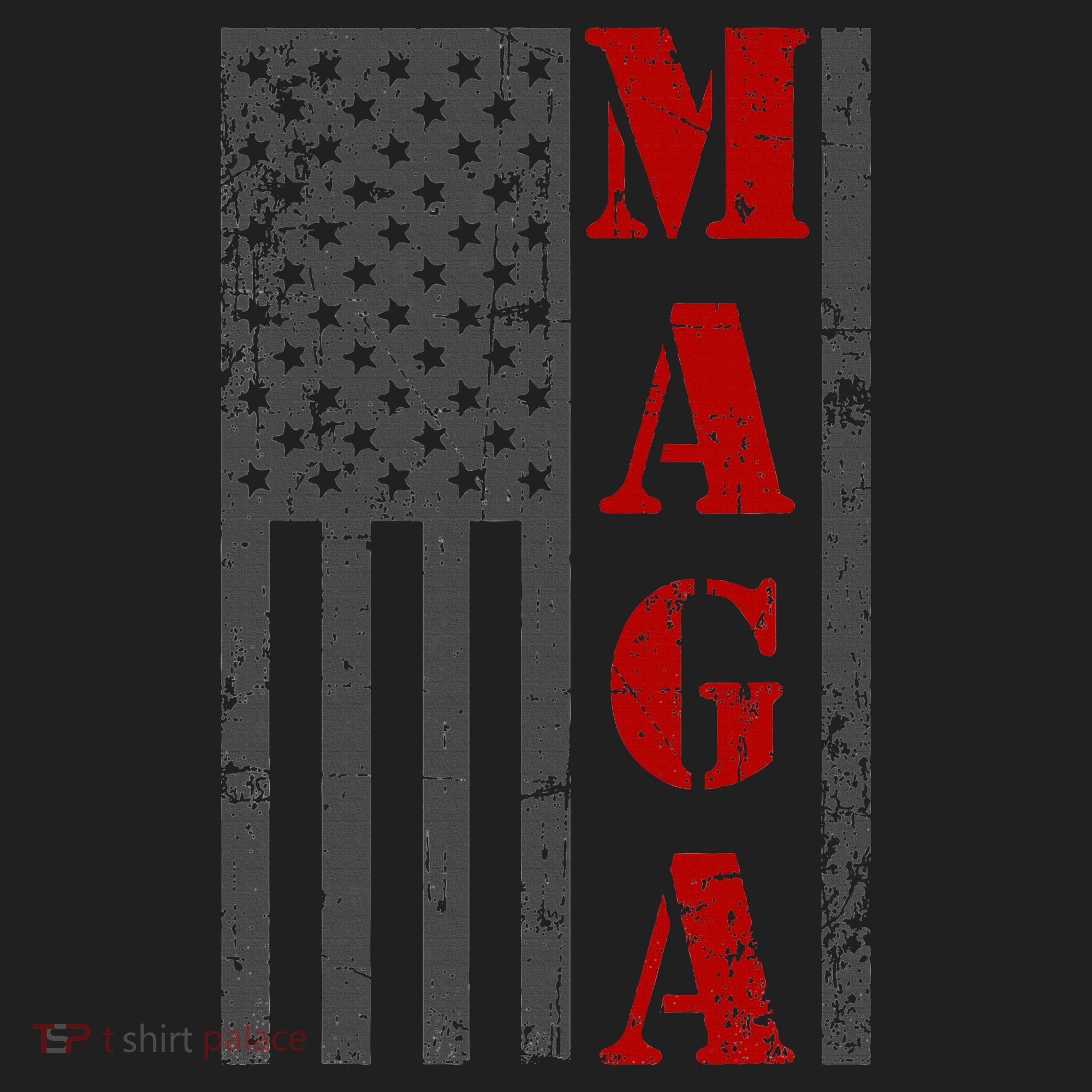 Maga Flag Gray And Red Distressed American Flag Beanie