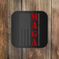 Maga Flag Gray And Red Distressed American Flag Coaster thumb 0
