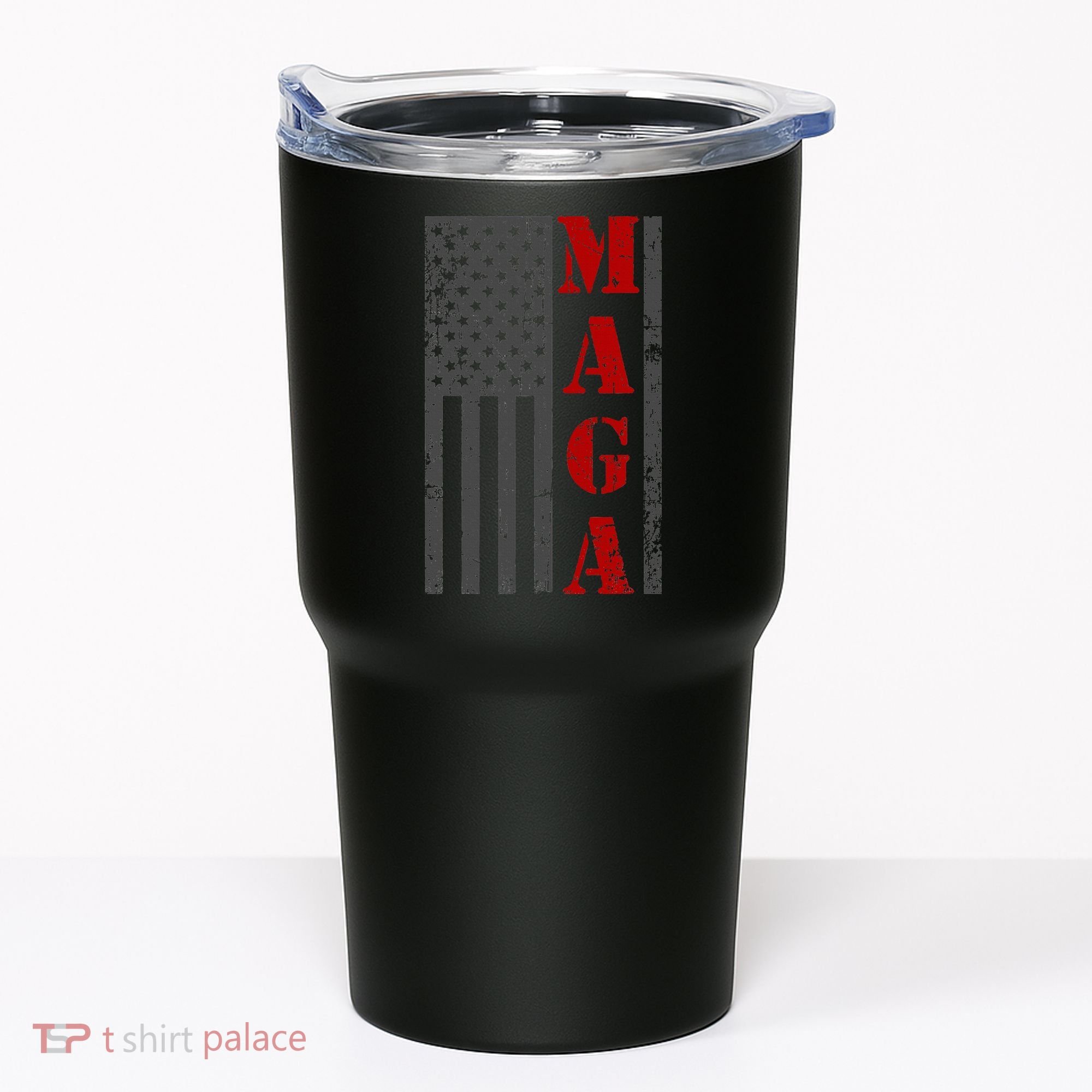 Maga Flag Gray And Red Distressed American Flag Tumbler