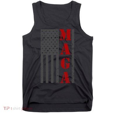 Maga Flag Gray And Red Distressed American Flag Tank Top
