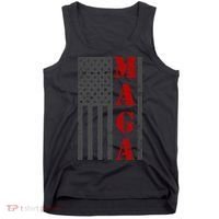 Maga Flag Gray And Red Distressed American Flag Tank Top thumb 0