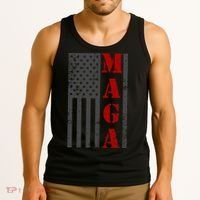 Maga Flag Gray And Red Distressed American Flag Tank Top thumb 3
