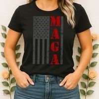 Maga Flag Gray And Red Distressed American Flag Women's T-Shirt thumb 2