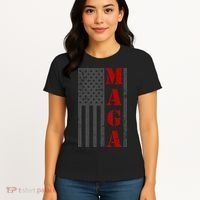 Maga Flag Gray And Red Distressed American Flag Women's T-Shirt thumb 4