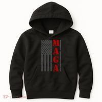 Maga Flag Gray And Red Distressed American Flag Kids Hoodie thumb 0