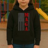 Maga Flag Gray And Red Distressed American Flag Kids Hoodie thumb 3