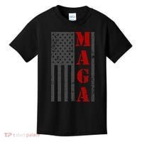 Maga Flag Gray And Red Distressed American Flag Kids T-Shirt thumb 0