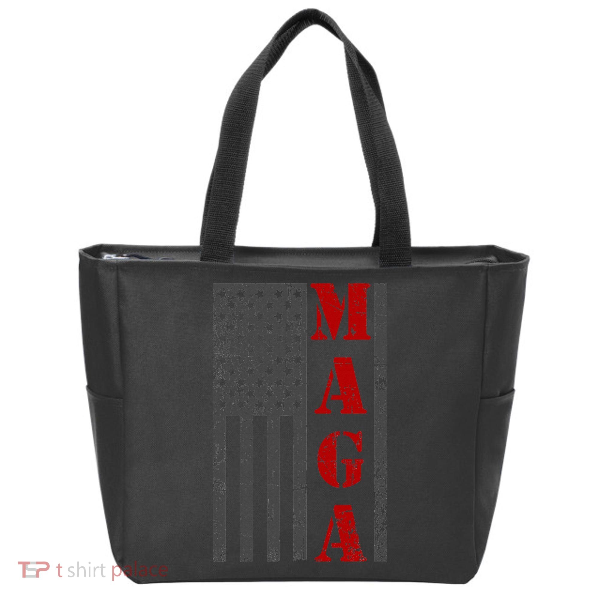Maga Flag Gray And Red Distressed American Flag Tote Bag